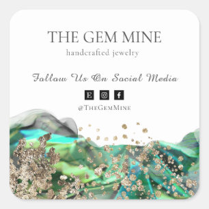 Emerald Agate Small Business Vierkante Sticker