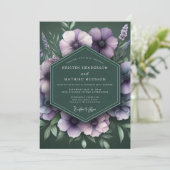 Emerald Amethyst Bloeiende Bruiloft Kaart (Staand voorkant)
