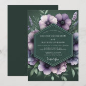 Emerald Amethyst Bloeiende Bruiloft Kaart (Voorkant / Achterkant)