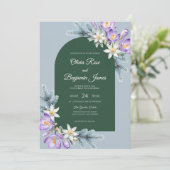 Emerald Amethyst Bloem Bruiloft Kaart (Staand voorkant)