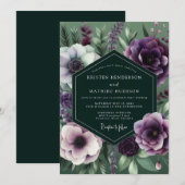 Emerald Amethyst Nocturne Bruiloft Kaart (Voorkant / Achterkant)