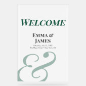 Emerald Ampersand Bruiloft | Acryl Welkom Bord (Voorkant)