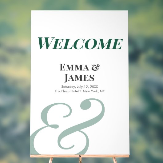 Emerald Ampersand Bruiloft | Acryl Welkom Bord (Neutraal)