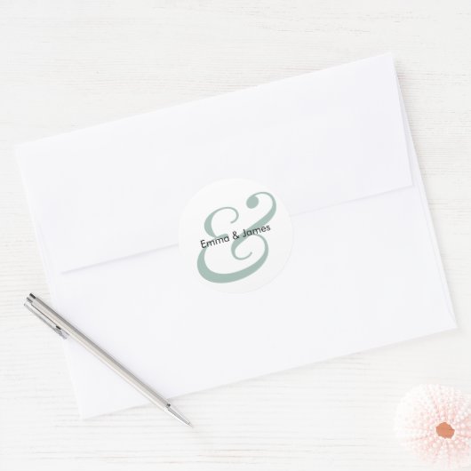 Emerald Ampersand Bruiloft | Monogram Envelop Ronde Sticker (Envelop)
