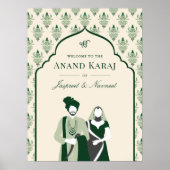 Emerald Anand Karaj Sikh Bruiloft Welkomstbord Poster (Voorkant)