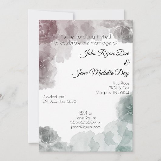 Emerald and Amethyst Waterverf Wedding Invites Kaart (Voorkant)