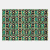 Emerald and Black Art Deco Holiday Pattern Inpakpapier Vel (Voorkant)