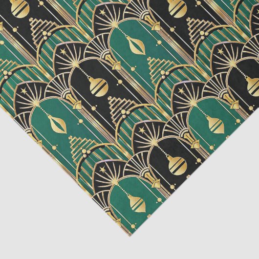 Emerald and Black Art Deco Holiday Pattern Tissuepapier (Detail)