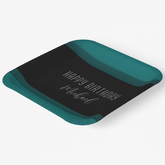 Emerald and Black "Happy Birthday" Papieren Bord (Gebogen)