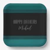 Emerald and Black "Happy Birthday" Papieren Bord (Voorkant)