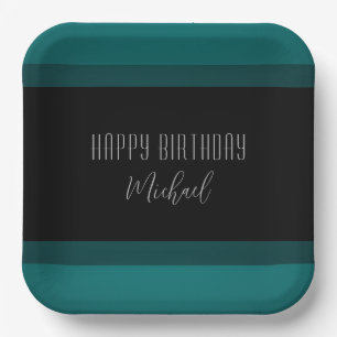 Emerald and Black "Happy Birthday" Papieren Bord
