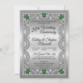Emerald and Diamond 20th Wedding Anniversary Party Kaart (Voorkant)