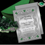 Emerald and Diamond 20th Wedding Anniversary Party Kaart<br><div class="desc">Elegant faux diamond look shapes and emerald heart-shaped faux gemstones on a white background with white text 20th Wedding Anniversary party invitations. Original design by Holiday Hearts Designs (rights reserved). If you have any questions or need assistance with the design, please message us or email us directly at info@holidayheartsdesigns.com, and...</div>