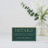 Emerald and Gold Art Deco-kaart met details Informatiekaartje (Staand voorkant)