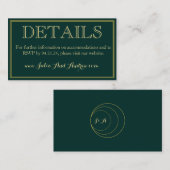 Emerald and Gold Art Deco-kaart met details Informatiekaartje (Voorkant / Achterkant)