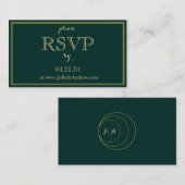 Emerald and Gold Art Deco RSVP-behuizingskaart Informatiekaartje (Voorkant / Achterkant)