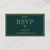 Emerald and Gold Art Deco RSVP-behuizingskaart Informatiekaartje (Voorkant)