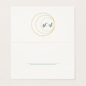 Emerald and Gold Art Deco Wedding Place Card Kaart (Buitenkant ongevouwen)