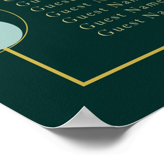 Emerald and Gold Art Deco Wedding Seating Chart Poster (Hoek)