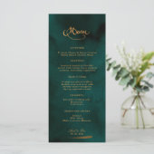 Emerald and Gold Calligraphy Elegant Wedding Menu (Staand voorkant)