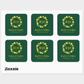 Emerald and Gold Elegance Wedding Vierkante Sticker (Vel)