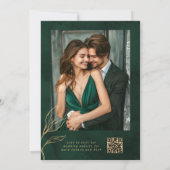 Emerald and Gold Elegant Botanical Photo Wedding Kaart (Achterkant)