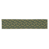 Emerald and Gold Floral Sprig Short Table Runner Korte Tafelloper (Horizontaal)