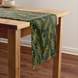 Emerald and Gold Floral Sprig Short Table Runner Korte Tafelloper