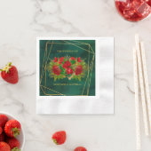 Emerald and Gold Geometric met Red Florals Servet (Insitu)