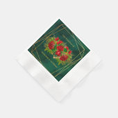 Emerald and Gold Geometric met Red Florals Servet (Hoek)