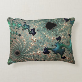 Emerald and Gold Mandelbrot Accent Cushion Accent Kussen