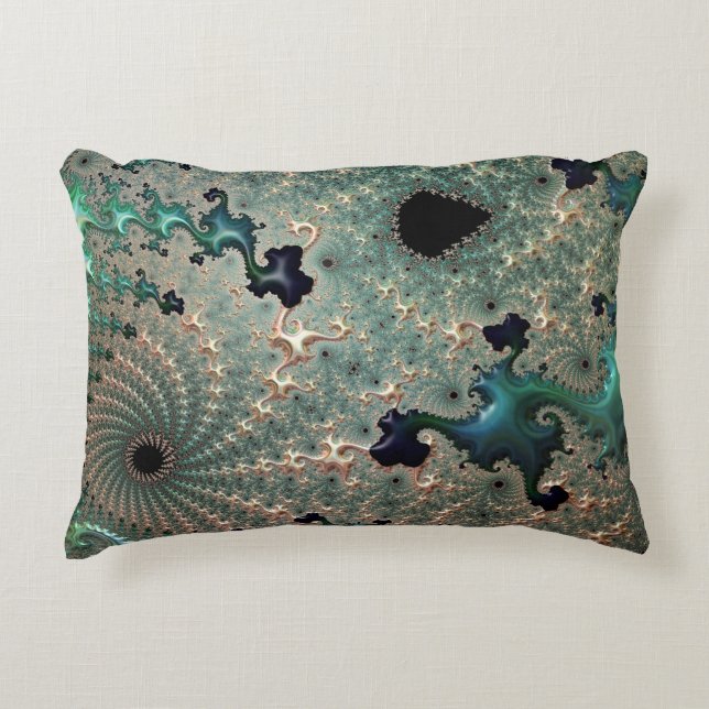 Emerald and Gold Mandelbrot Accent Cushion Accent Kussen (Voorkant)