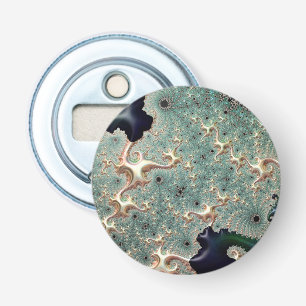 Emerald and Gold Mandelbrot Button Flesopener