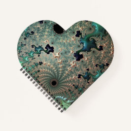 Emerald and Gold Mandelbrot Heart Spiral Notitiebo Notitieboek