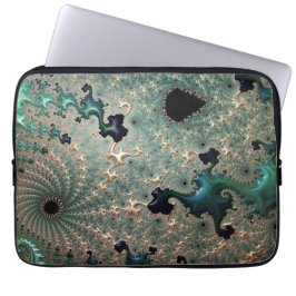 Emerald and Gold Mandelbrot-Hoesje voor laptop Laptop Sleeve