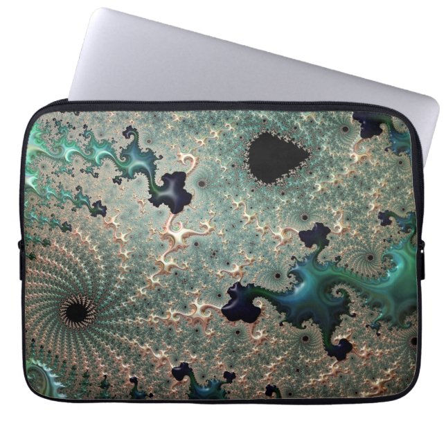 Emerald and Gold Mandelbrot-Hoesje voor laptop Laptop Sleeve (Voorkant)