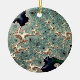 Emerald and Gold Mandelbrot Keramisch Ornament