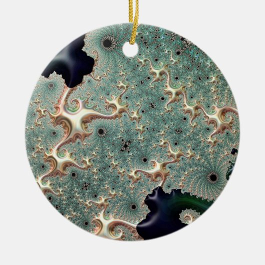 Emerald and Gold Mandelbrot Keramisch Ornament (Voorkant)