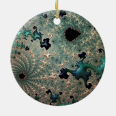 Emerald and Gold Mandelbrot Keramisch Ornament (Achterkant)