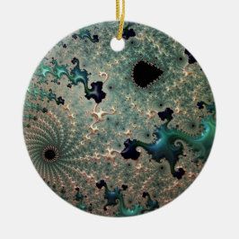 Emerald and Gold Mandelbrot Keramisch Ornament