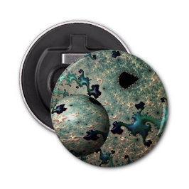 Emerald and Gold Mandelbrot met bol Button Flesopener