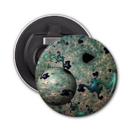 Emerald and Gold Mandelbrot met bol Button Flesopener
