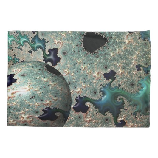 Emerald and Gold Mandelbrot met bol Kussensloop (Achterkant-Links)