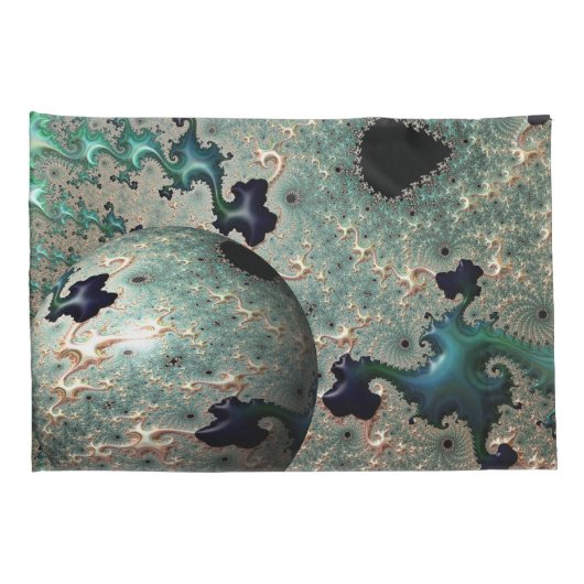 Emerald and Gold Mandelbrot met bol Kussensloop (Achterkant-Rechts)