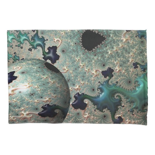 Emerald and Gold Mandelbrot met bol Kussensloop (Voorkant-Links)