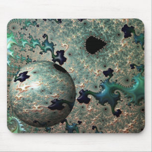 Emerald and Gold Mandelbrot met bol Muismat