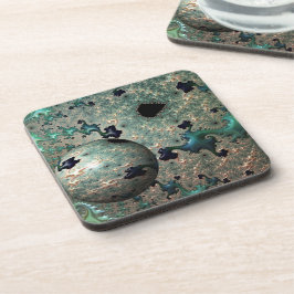 Emerald and Gold Mandelbrot met Onderzetters van S