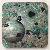 Emerald and Gold Mandelbrot met Onderzetters van S (Voorkant)