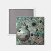 Emerald and Gold Mandelbrot met Sphere Magnet (Voorkant / Achterkant)