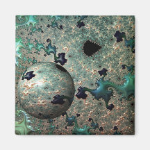 Emerald and Gold Mandelbrot met Sphere Magnet